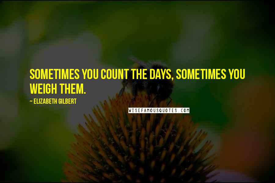 Elizabeth Gilbert Quotes: Sometimes you count the days, sometimes you weigh them.