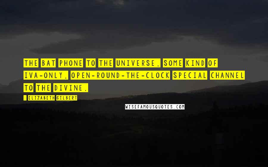 Elizabeth Gilbert Quotes: The Bat Phone to the Universe, some kind of Iva-only, open-round-the-clock special channel to the divine.