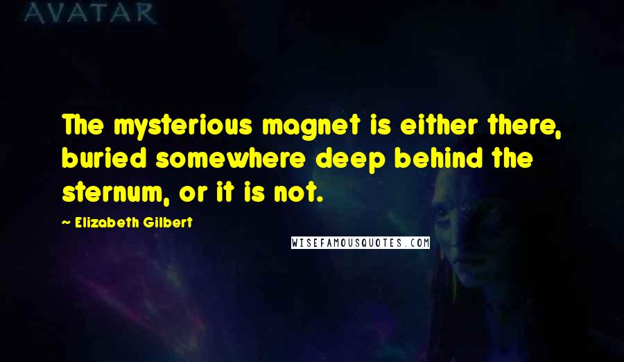 Elizabeth Gilbert Quotes: The mysterious magnet is either there, buried somewhere deep behind the sternum, or it is not.