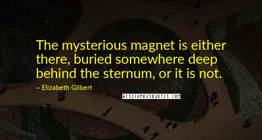Elizabeth Gilbert Quotes: The mysterious magnet is either there, buried somewhere deep behind the sternum, or it is not.