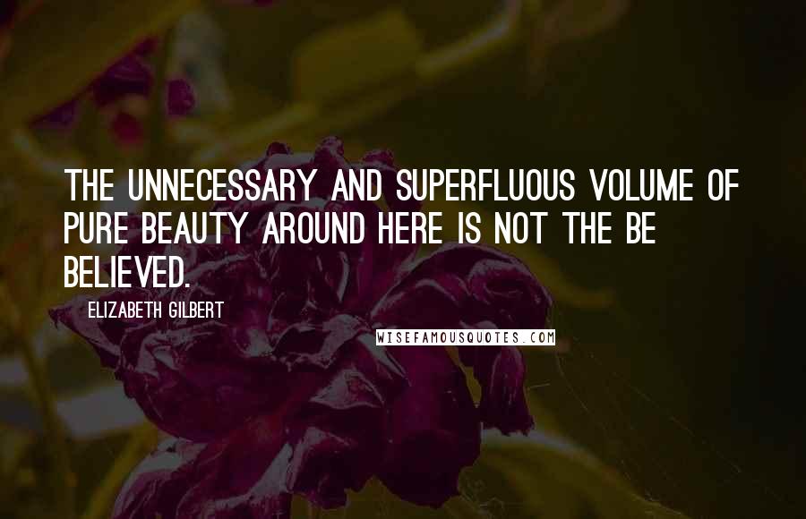 Elizabeth Gilbert Quotes: The unnecessary and superfluous volume of pure beauty around here is not the be believed.
