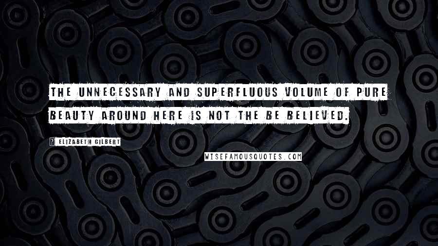 Elizabeth Gilbert Quotes: The unnecessary and superfluous volume of pure beauty around here is not the be believed.