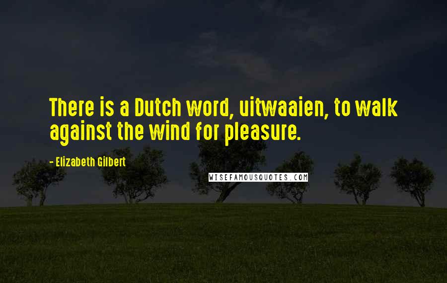 Elizabeth Gilbert Quotes: There is a Dutch word, uitwaaien, to walk against the wind for pleasure.