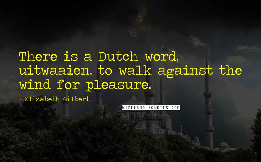 Elizabeth Gilbert Quotes: There is a Dutch word, uitwaaien, to walk against the wind for pleasure.