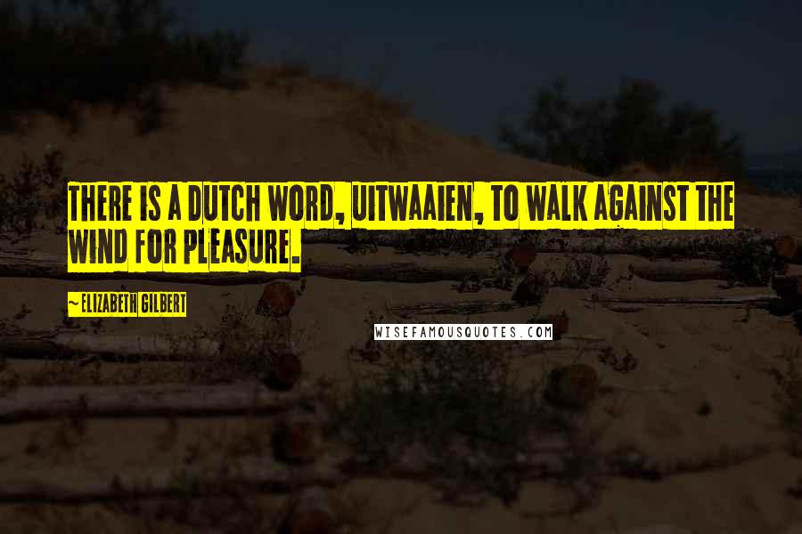 Elizabeth Gilbert Quotes: There is a Dutch word, uitwaaien, to walk against the wind for pleasure.