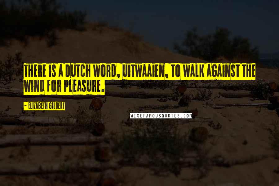 Elizabeth Gilbert Quotes: There is a Dutch word, uitwaaien, to walk against the wind for pleasure.