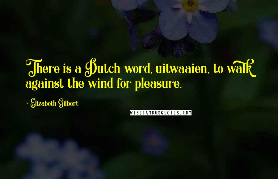 Elizabeth Gilbert Quotes: There is a Dutch word, uitwaaien, to walk against the wind for pleasure.