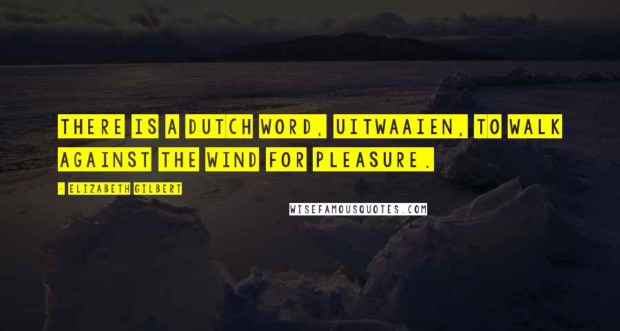 Elizabeth Gilbert Quotes: There is a Dutch word, uitwaaien, to walk against the wind for pleasure.