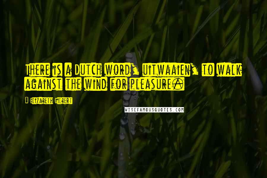 Elizabeth Gilbert Quotes: There is a Dutch word, uitwaaien, to walk against the wind for pleasure.