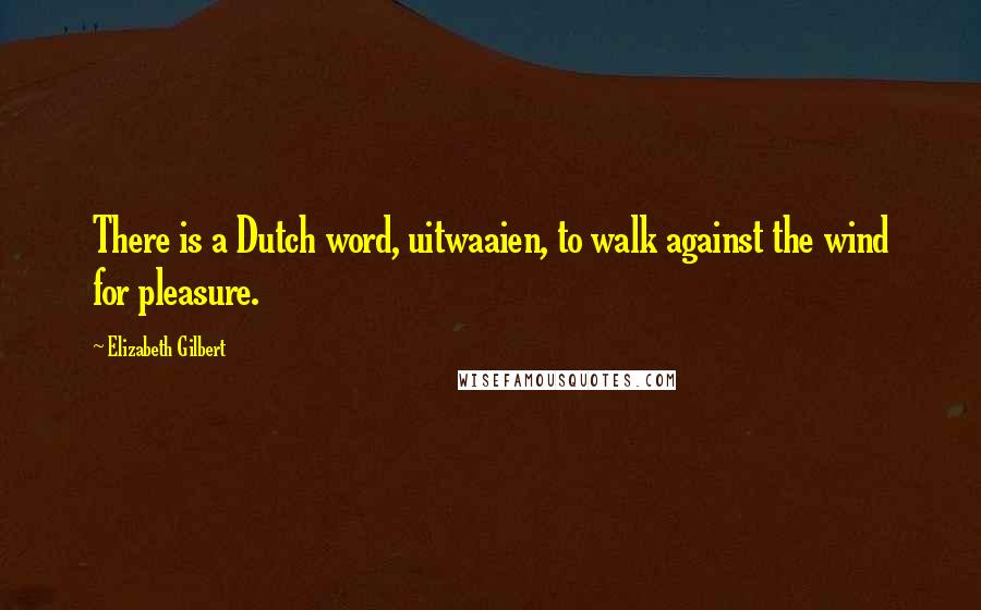 Elizabeth Gilbert Quotes: There is a Dutch word, uitwaaien, to walk against the wind for pleasure.