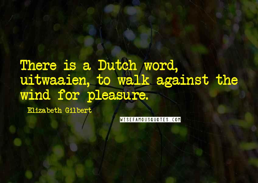 Elizabeth Gilbert Quotes: There is a Dutch word, uitwaaien, to walk against the wind for pleasure.