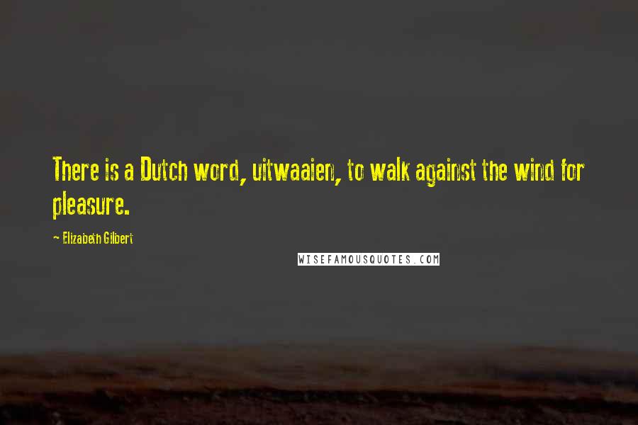 Elizabeth Gilbert Quotes: There is a Dutch word, uitwaaien, to walk against the wind for pleasure.