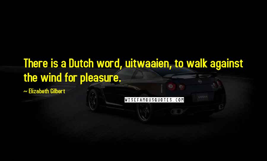 Elizabeth Gilbert Quotes: There is a Dutch word, uitwaaien, to walk against the wind for pleasure.