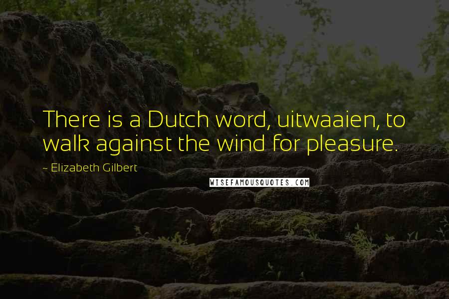 Elizabeth Gilbert Quotes: There is a Dutch word, uitwaaien, to walk against the wind for pleasure.