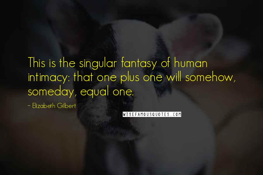 Elizabeth Gilbert Quotes: This is the singular fantasy of human intimacy: that one plus one will somehow, someday, equal one.