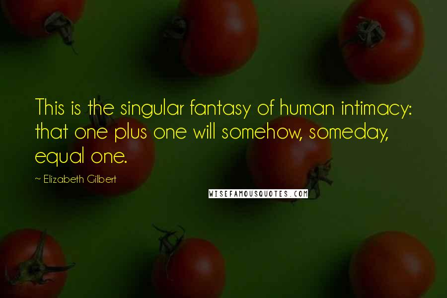 Elizabeth Gilbert Quotes: This is the singular fantasy of human intimacy: that one plus one will somehow, someday, equal one.