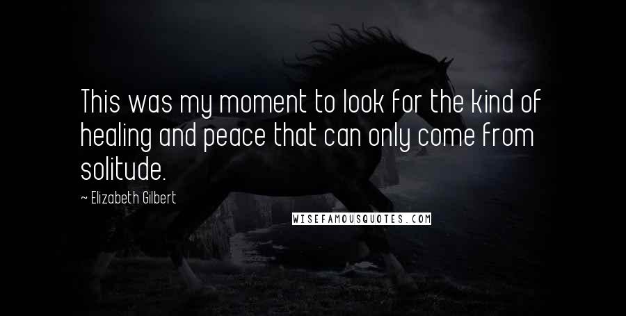 Elizabeth Gilbert Quotes: This was my moment to look for the kind of healing and peace that can only come from solitude.