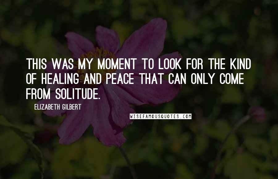 Elizabeth Gilbert Quotes: This was my moment to look for the kind of healing and peace that can only come from solitude.