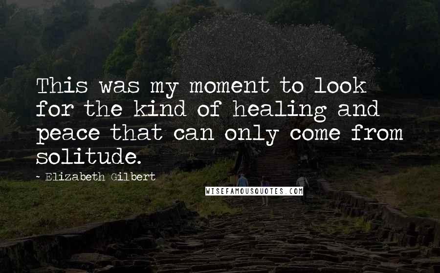 Elizabeth Gilbert Quotes: This was my moment to look for the kind of healing and peace that can only come from solitude.