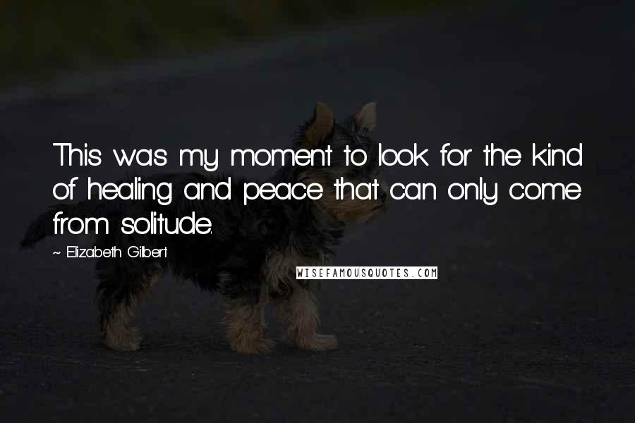 Elizabeth Gilbert Quotes: This was my moment to look for the kind of healing and peace that can only come from solitude.