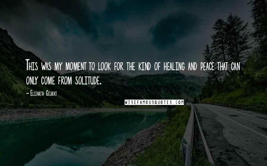 Elizabeth Gilbert Quotes: This was my moment to look for the kind of healing and peace that can only come from solitude.