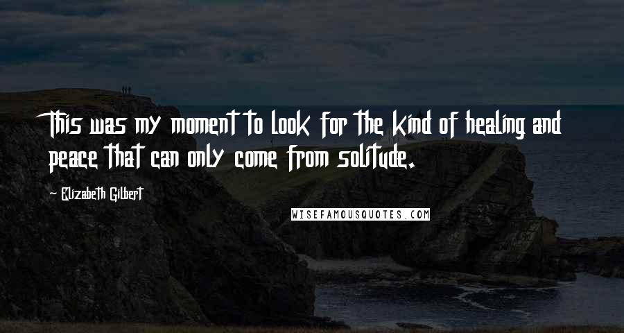 Elizabeth Gilbert Quotes: This was my moment to look for the kind of healing and peace that can only come from solitude.