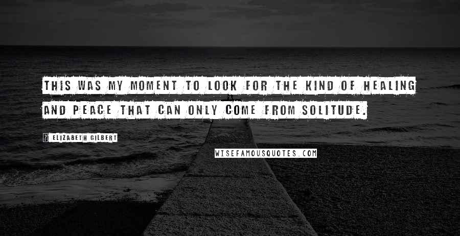 Elizabeth Gilbert Quotes: This was my moment to look for the kind of healing and peace that can only come from solitude.