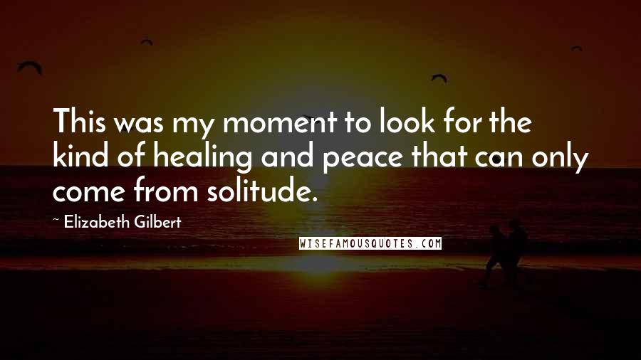 Elizabeth Gilbert Quotes: This was my moment to look for the kind of healing and peace that can only come from solitude.