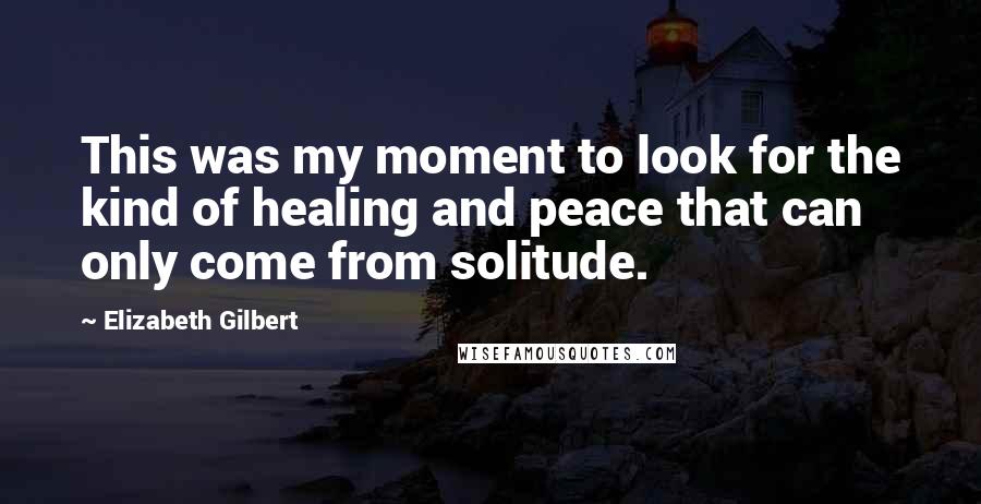 Elizabeth Gilbert Quotes: This was my moment to look for the kind of healing and peace that can only come from solitude.