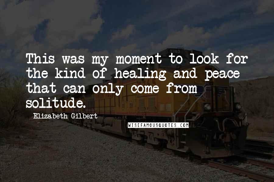 Elizabeth Gilbert Quotes: This was my moment to look for the kind of healing and peace that can only come from solitude.