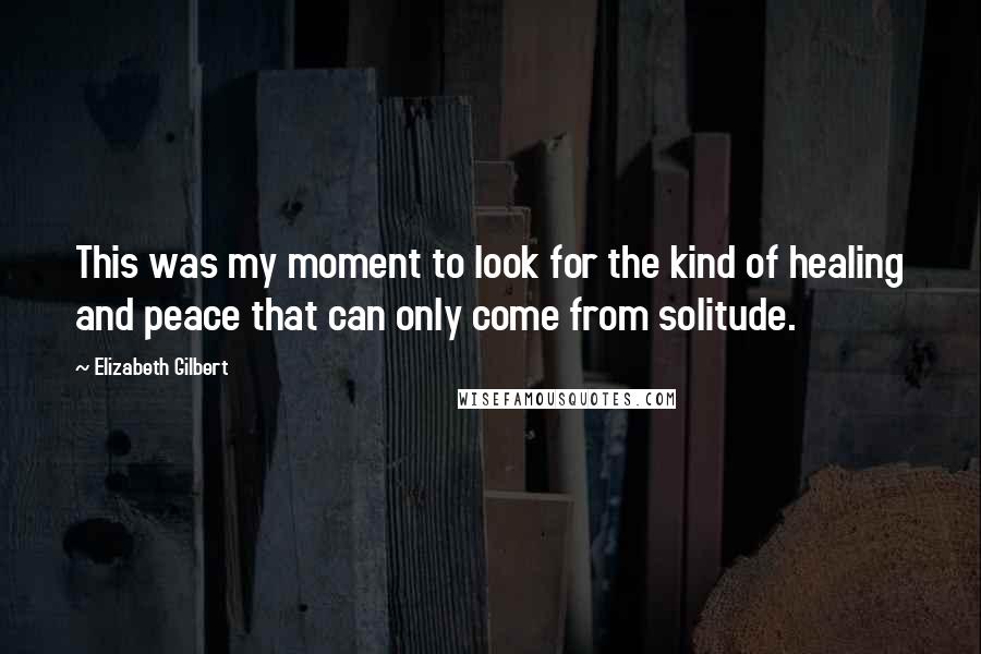 Elizabeth Gilbert Quotes: This was my moment to look for the kind of healing and peace that can only come from solitude.