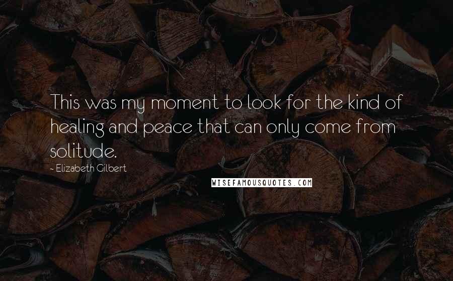 Elizabeth Gilbert Quotes: This was my moment to look for the kind of healing and peace that can only come from solitude.