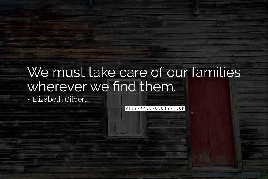 Elizabeth Gilbert Quotes: We must take care of our families wherever we find them.