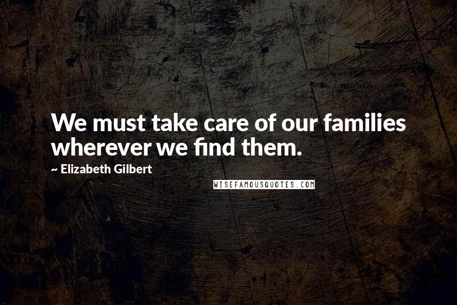 Elizabeth Gilbert Quotes: We must take care of our families wherever we find them.