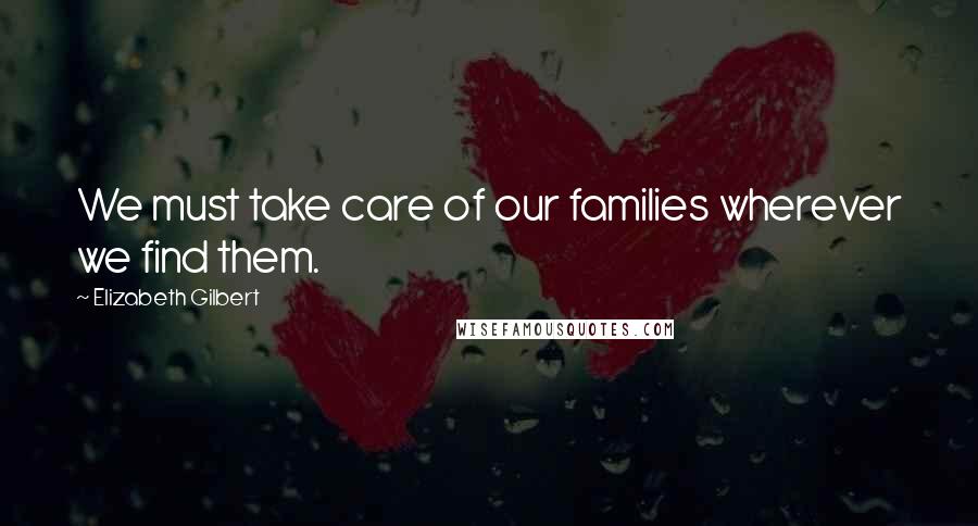 Elizabeth Gilbert Quotes: We must take care of our families wherever we find them.