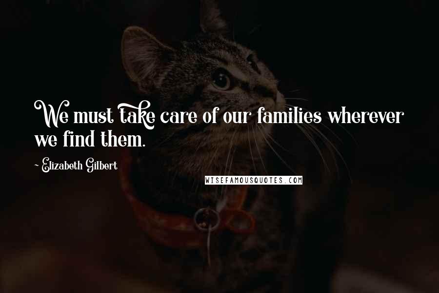 Elizabeth Gilbert Quotes: We must take care of our families wherever we find them.