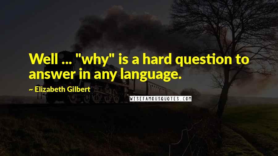 Elizabeth Gilbert Quotes: Well ... "why" is a hard question to answer in any language.