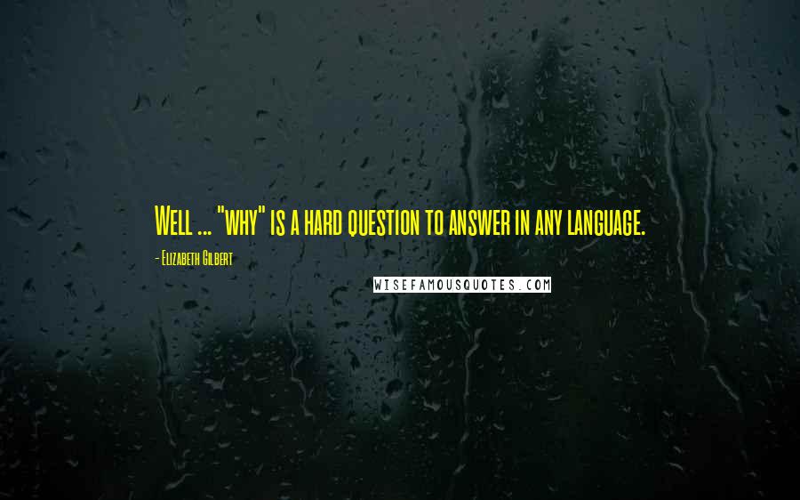Elizabeth Gilbert Quotes: Well ... "why" is a hard question to answer in any language.