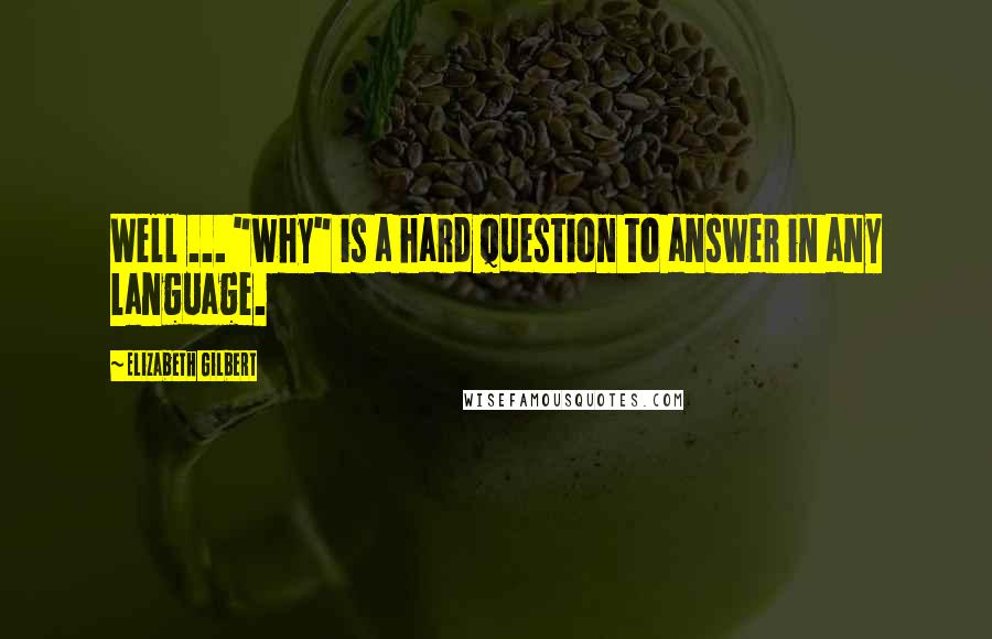 Elizabeth Gilbert Quotes: Well ... "why" is a hard question to answer in any language.