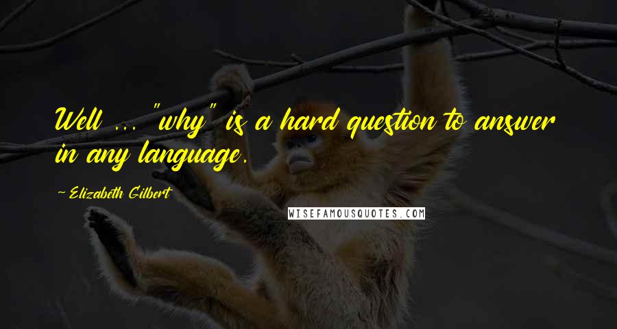 Elizabeth Gilbert Quotes: Well ... "why" is a hard question to answer in any language.