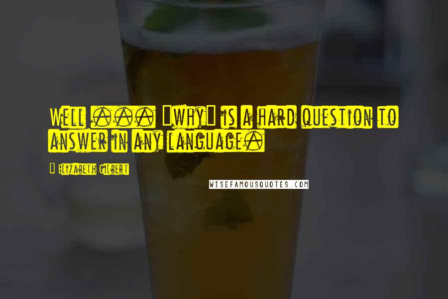 Elizabeth Gilbert Quotes: Well ... "why" is a hard question to answer in any language.
