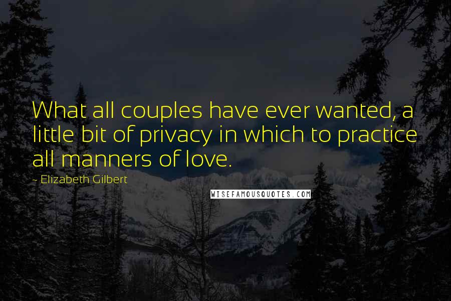 Elizabeth Gilbert Quotes: What all couples have ever wanted, a little bit of privacy in which to practice all manners of love.