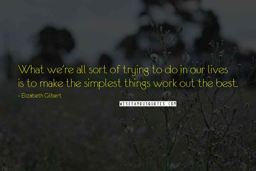Elizabeth Gilbert Quotes: What we're all sort of trying to do in our lives is to make the simplest things work out the best.