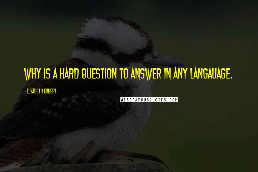 Elizabeth Gilbert Quotes: Why is a hard question to answer in any langauage.