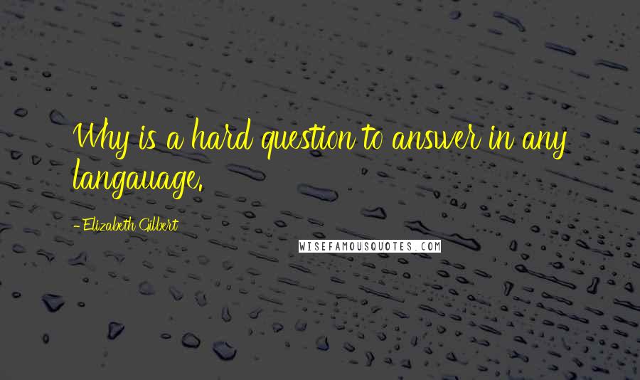 Elizabeth Gilbert Quotes: Why is a hard question to answer in any langauage.