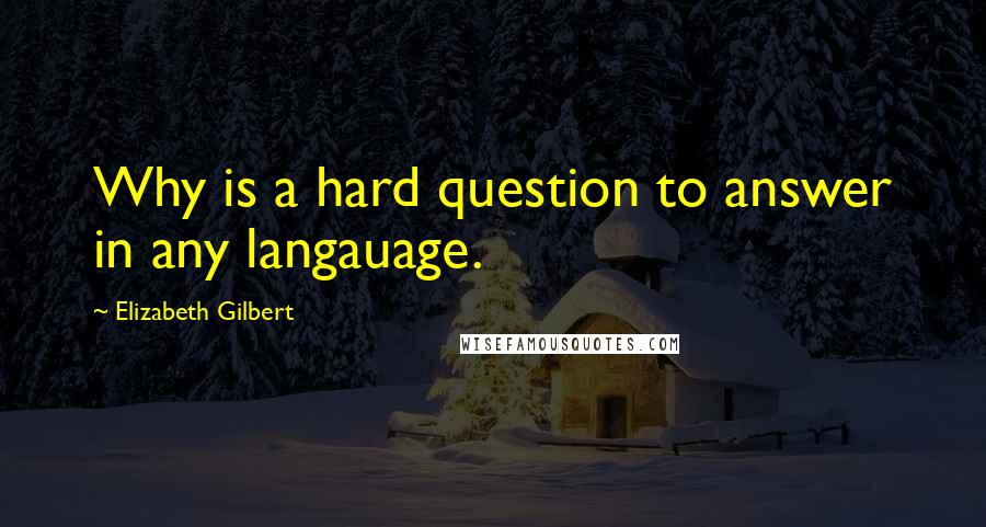 Elizabeth Gilbert Quotes: Why is a hard question to answer in any langauage.