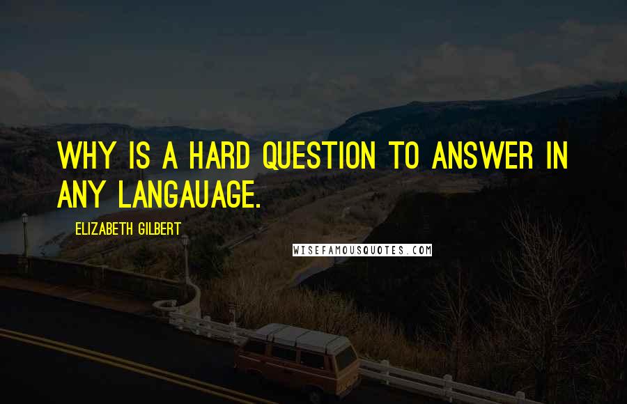 Elizabeth Gilbert Quotes: Why is a hard question to answer in any langauage.