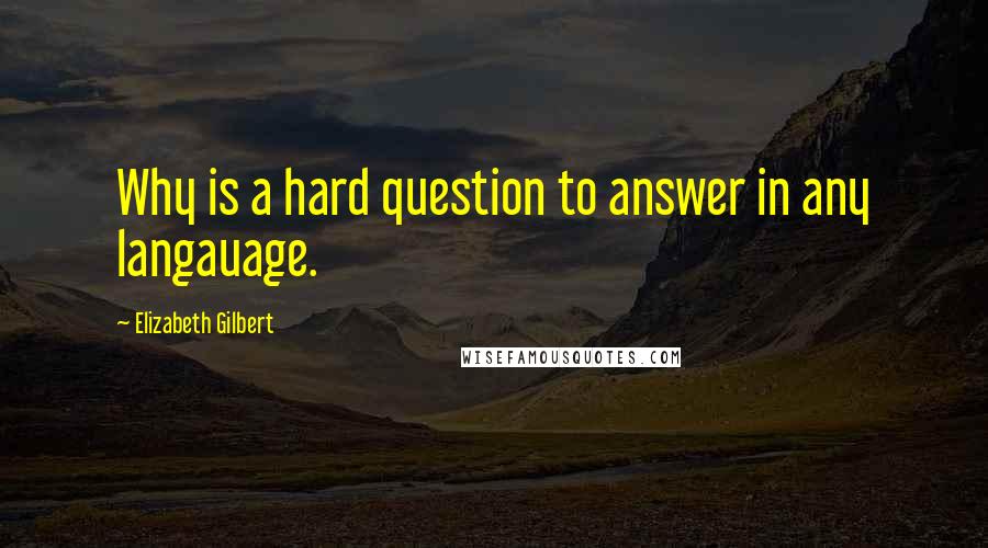 Elizabeth Gilbert Quotes: Why is a hard question to answer in any langauage.