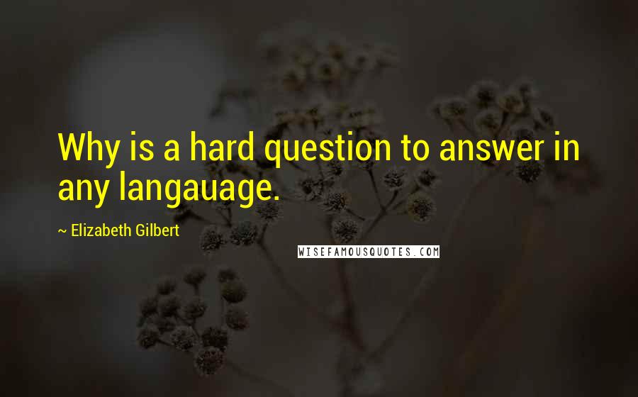 Elizabeth Gilbert Quotes: Why is a hard question to answer in any langauage.