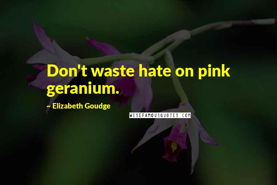 Elizabeth Goudge Quotes: Don't waste hate on pink geranium.